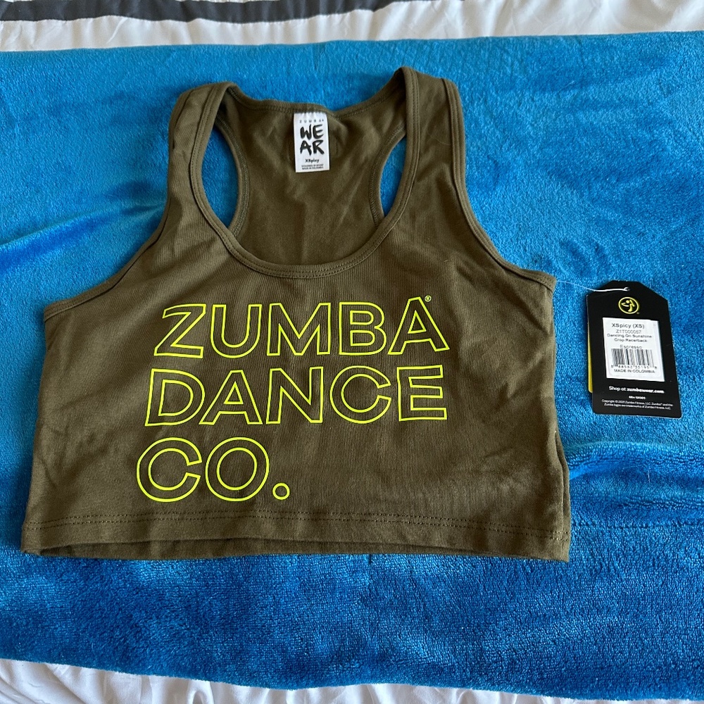 Zumba Dancing on Sunshine Crop Racerback NWT Size XS